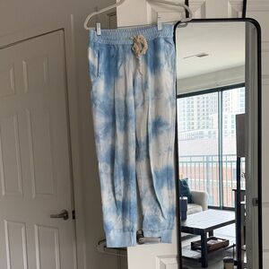 POL Light Blue & White Tie-Dye Jogger Pants